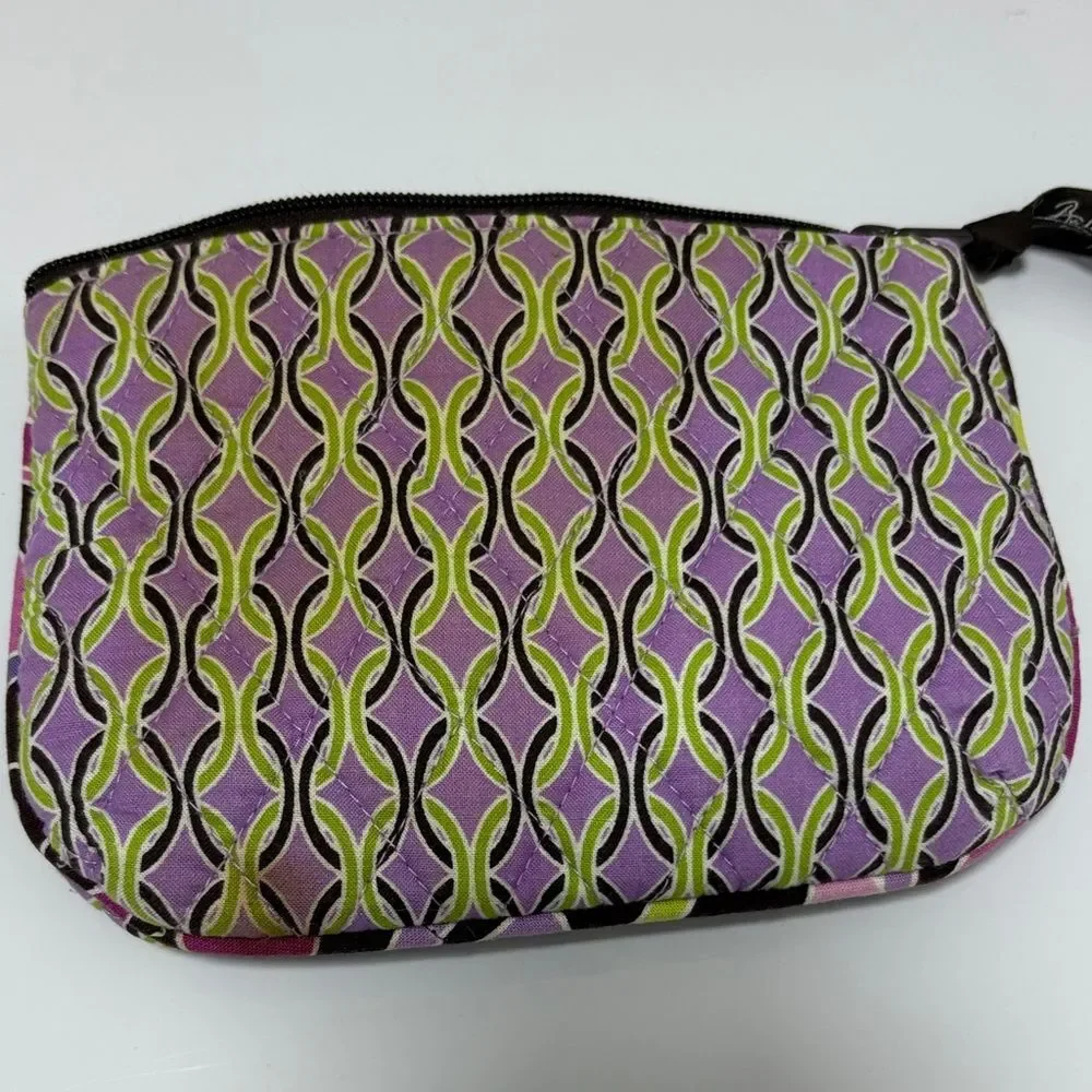 Vera Bradley Stylish Patterned Cosmetic Bag in Purple and Green